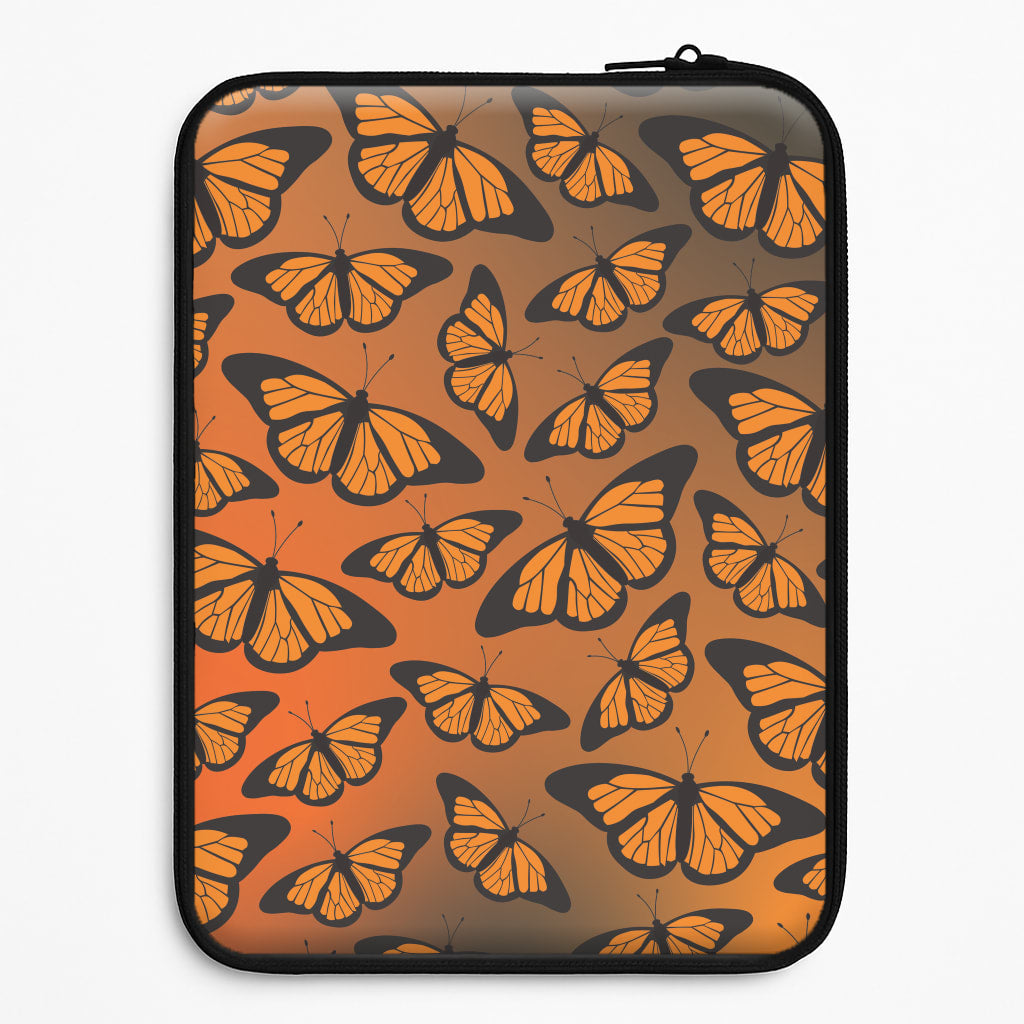 Orange Gradient Butterfly - Butterfly Patterns Laptop Sleeve