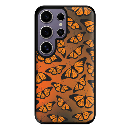 Orange Gradient Butterfly - Butterfly Patterns Phone Case for Galaxy S25 Ultra