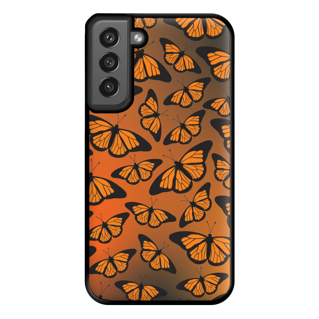 Orange Gradient Butterfly - Butterfly Patterns Phone Case for Galaxy S21FE