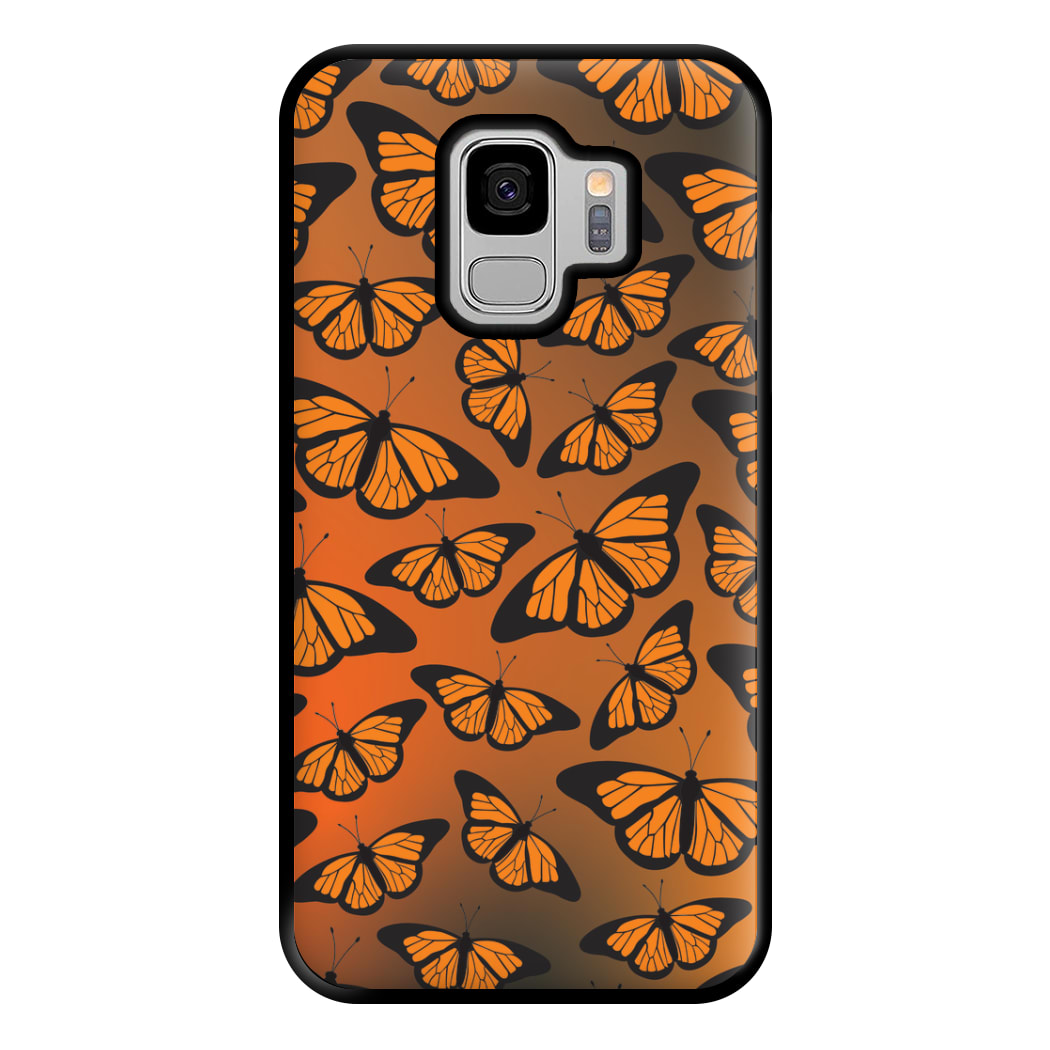 Orange Gradient Butterfly - Butterfly Patterns Phone Case for Galaxy S9 Plus