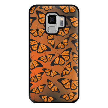 Orange Gradient Butterfly - Butterfly Patterns Phone Case for Galaxy S9 Plus