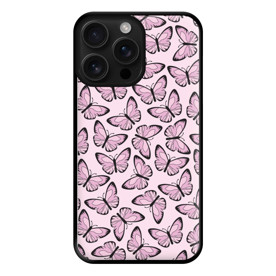 Pink And Black Butterfly - Butterfly Patterns Phone Case