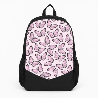 Pink And Black Butterfly - Butterfly Patterns Large Backpack