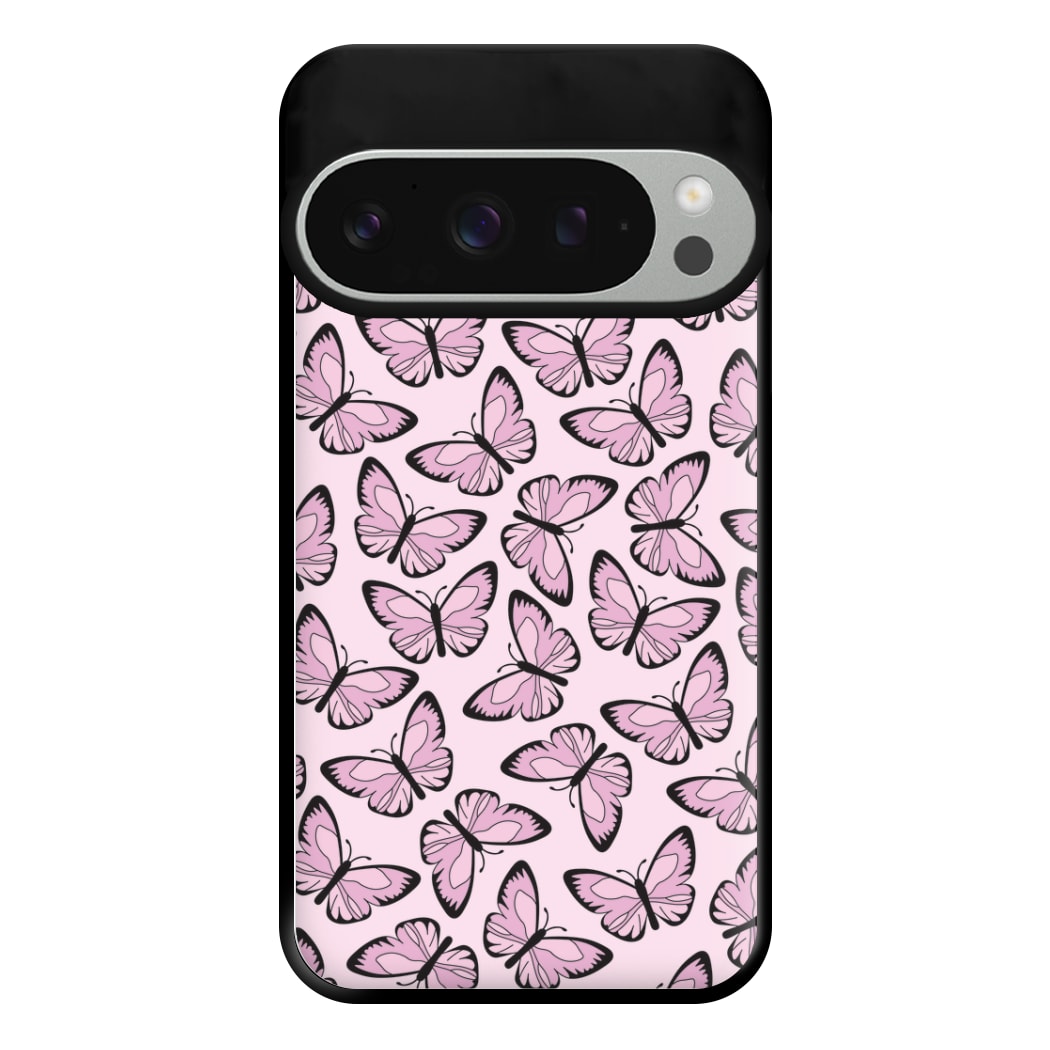 Pink And Black Butterfly - Butterfly Patterns Phone Case for Google Pixel 9 Pro XL