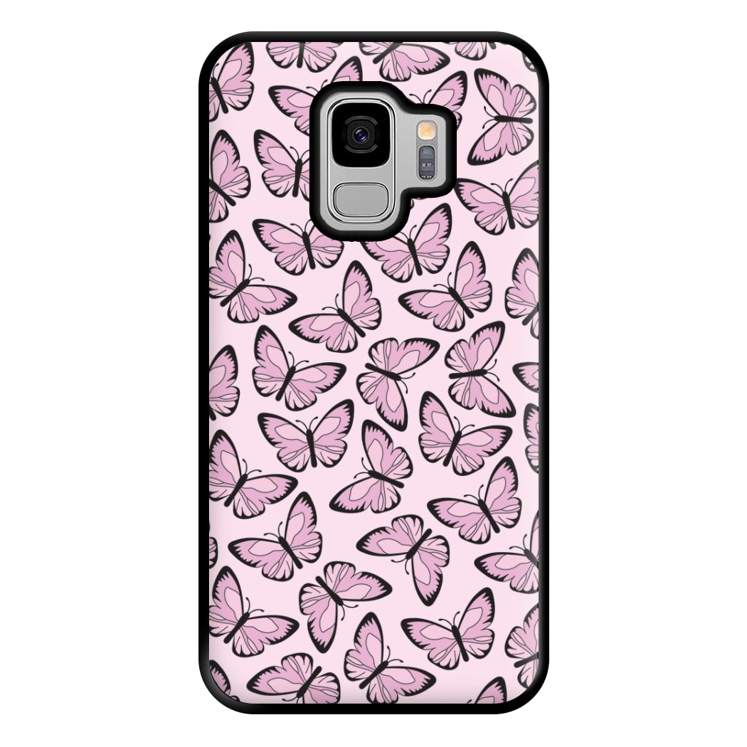 Pink And Black Butterfly - Butterfly Patterns Phone Case for Galaxy S9 Plus