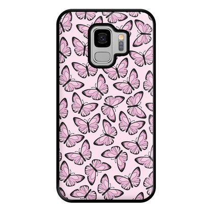 Pink And Black Butterfly - Butterfly Patterns Phone Case for Galaxy S9 Plus