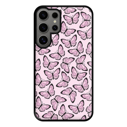 Pink And Black Butterfly - Butterfly Patterns Phone Case for Galaxy S24 Ultra