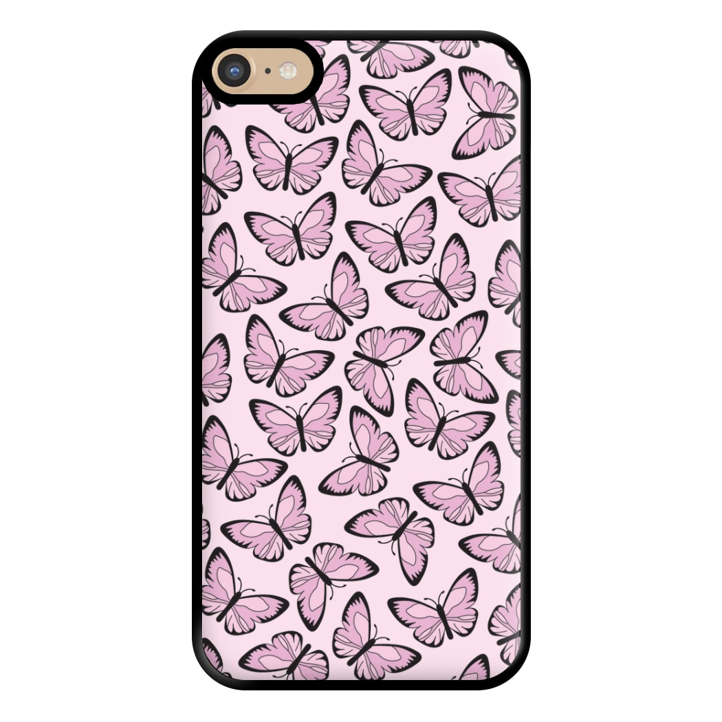 Pink And Black Butterfly - Butterfly Patterns Phone Case for iPhone 6 Plus / 7 Plus / 8 Plus