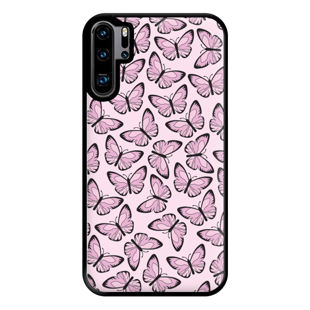 Pink And Black Butterfly - Butterfly Patterns Phone Case for Huawei P30 Pro