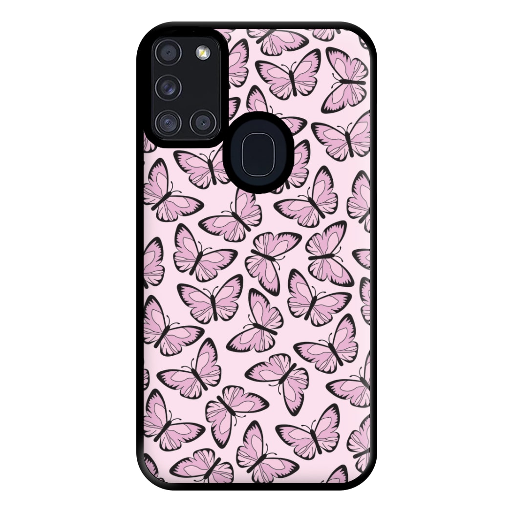 Pink And Black Butterfly - Butterfly Patterns Phone Case for Galaxy A21s