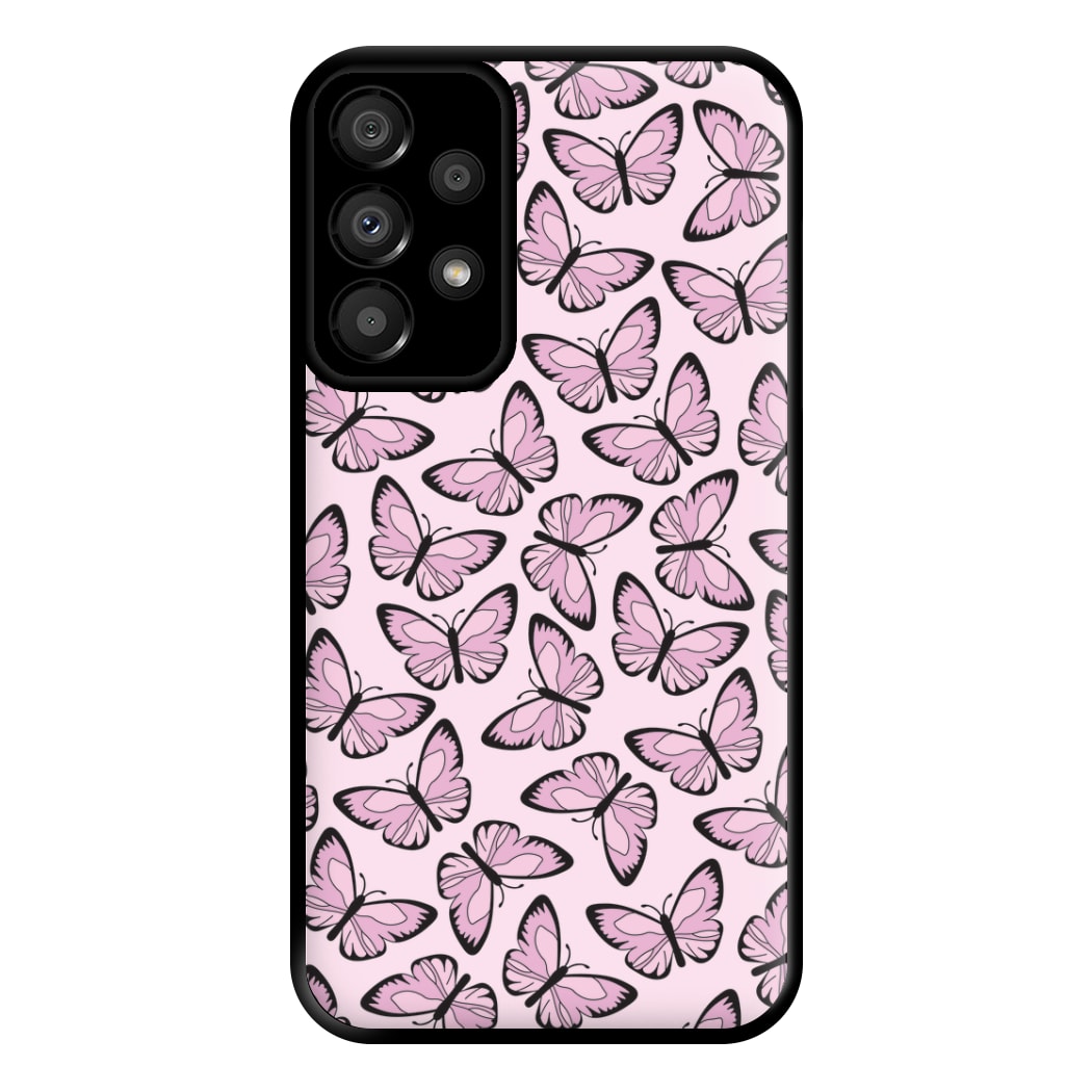 Pink And Black Butterfly - Butterfly Patterns Phone Case for Galaxy A33