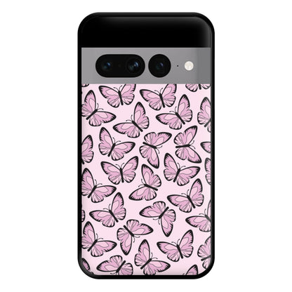 Pink And Black Butterfly - Butterfly Patterns Phone Case for Google Pixel 7 Pro