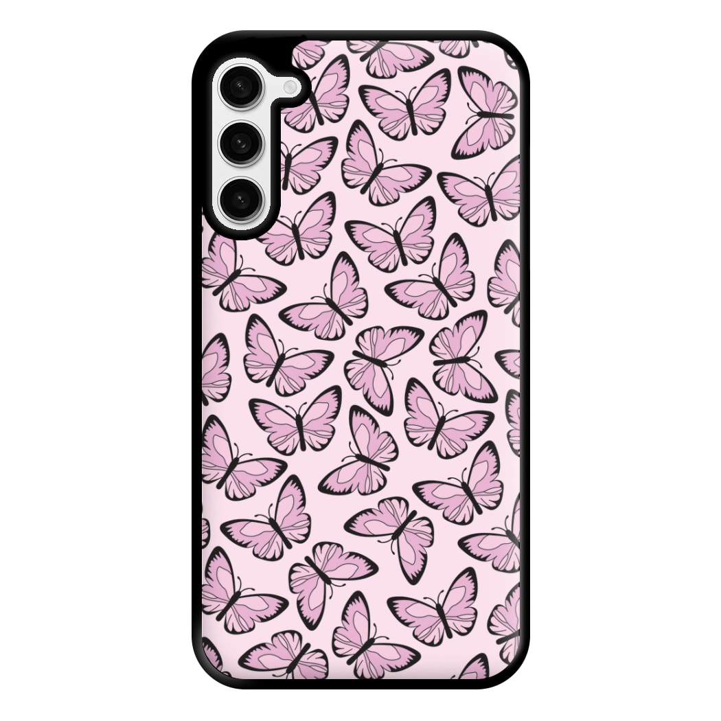 Pink And Black Butterfly - Butterfly Patterns Phone Case for Galaxy S23 Plus