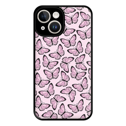 Pink And Black Butterfly - Butterfly Patterns Phone Case for iPhone 14