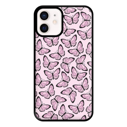 Pink And Black Butterfly - Butterfly Patterns Phone Case for iPhone 12 Mini