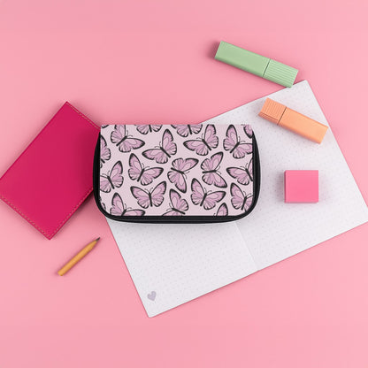 Pink And Black Butterfly - Butterfly Patterns Pencil Case