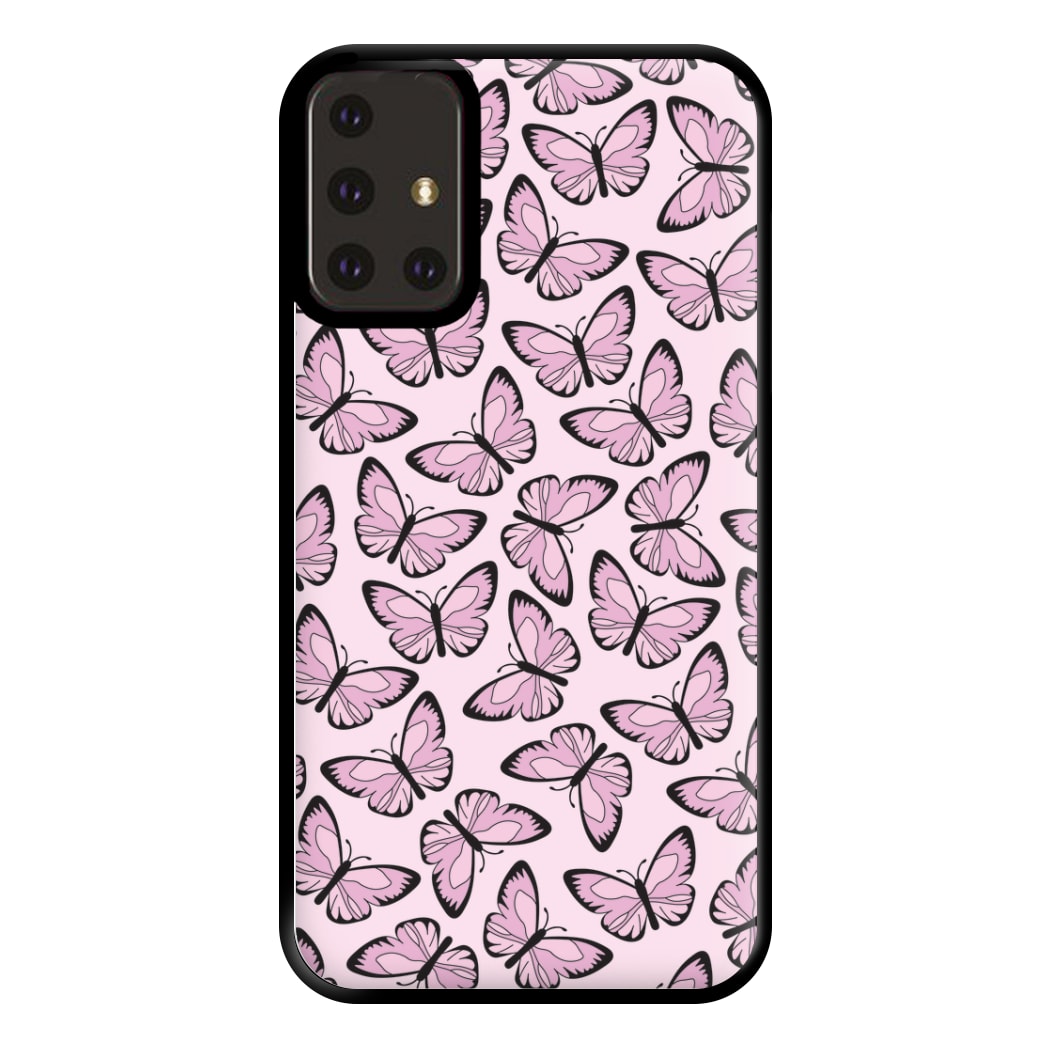 Pink And Black Butterfly - Butterfly Patterns Phone Case for Galaxy A71