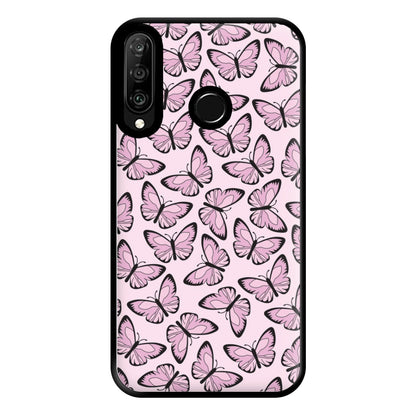 Pink And Black Butterfly - Butterfly Patterns Phone Case for Huawei P30 Lite