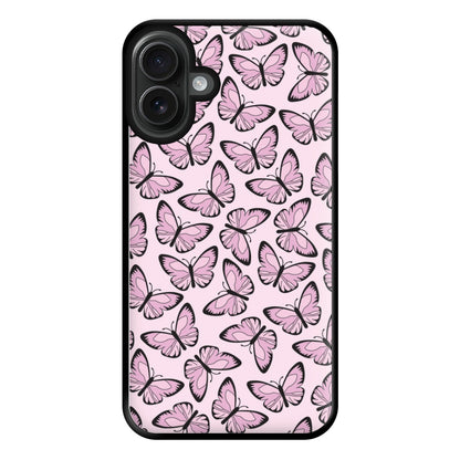 Pink And Black Butterfly - Butterfly Patterns Phone Case for iPhone 16 Plus