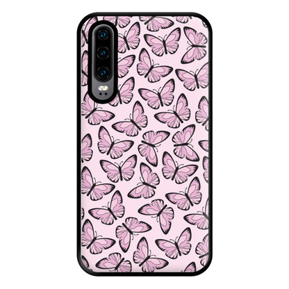 Pink And Black Butterfly - Butterfly Patterns Phone Case for Huawei P30