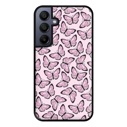 Pink And Black Butterfly - Butterfly Patterns Phone Case for Galaxy A15