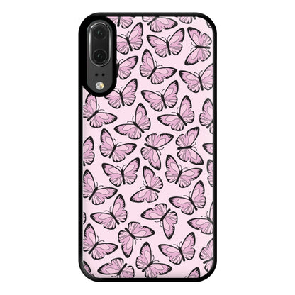 Pink And Black Butterfly - Butterfly Patterns Phone Case for Huawei P20