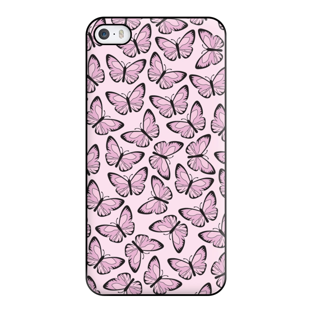 Pink And Black Butterfly - Butterfly Patterns Phone Case for iPhone 5 / 5s / SE 2016