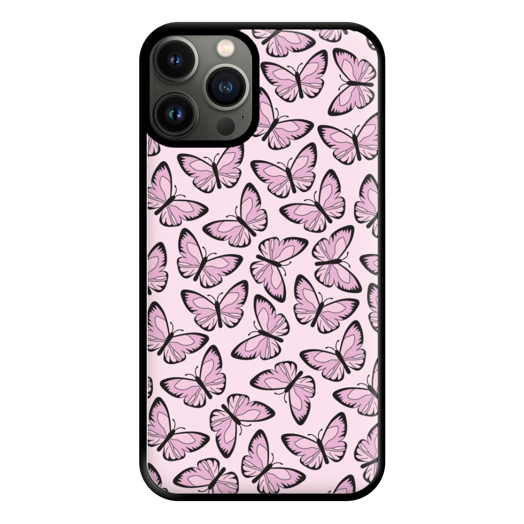 Pink And Black Butterfly - Butterfly Patterns Phone Case for iPhone 13 Pro Max