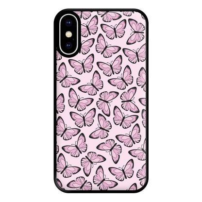 Pink And Black Butterfly - Butterfly Patterns Phone Case for iPhone XS Max