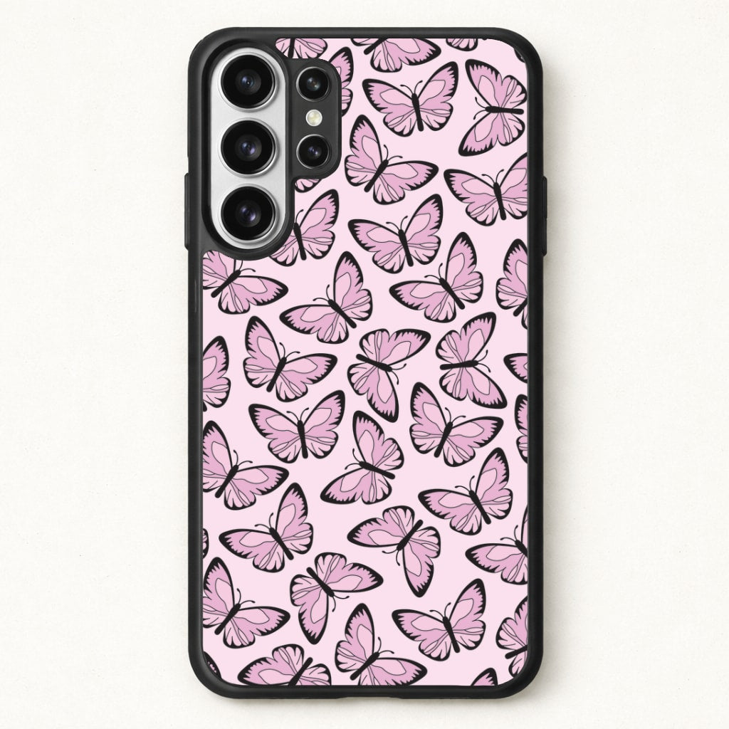 Pink And Black Butterfly - Butterfly Patterns Phone Case for Galaxy S26 Ultra