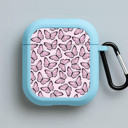 Pink And Black Butterfly - Butterfly Patterns Blue AirPods Case