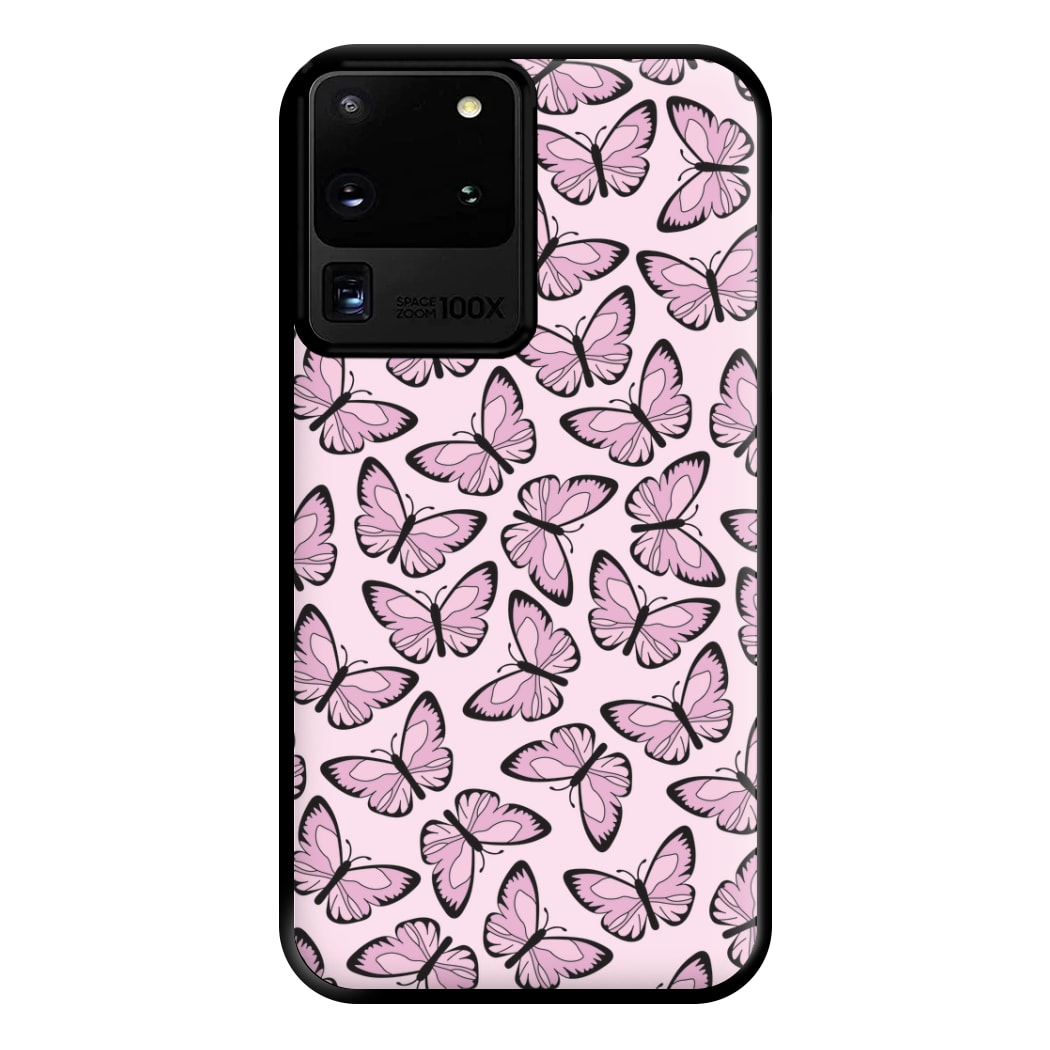 Pink And Black Butterfly - Butterfly Patterns Phone Case for Galaxy S20 Ultra