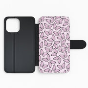 Pink And Black Butterfly - Butterfly Patterns Flip / Wallet Phone Case 2