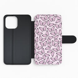 Pink And Black Butterfly - Butterfly Patterns Flip Phone Case