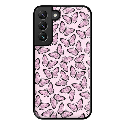 Pink And Black Butterfly - Butterfly Patterns Phone Case for Galaxy S22 Plus