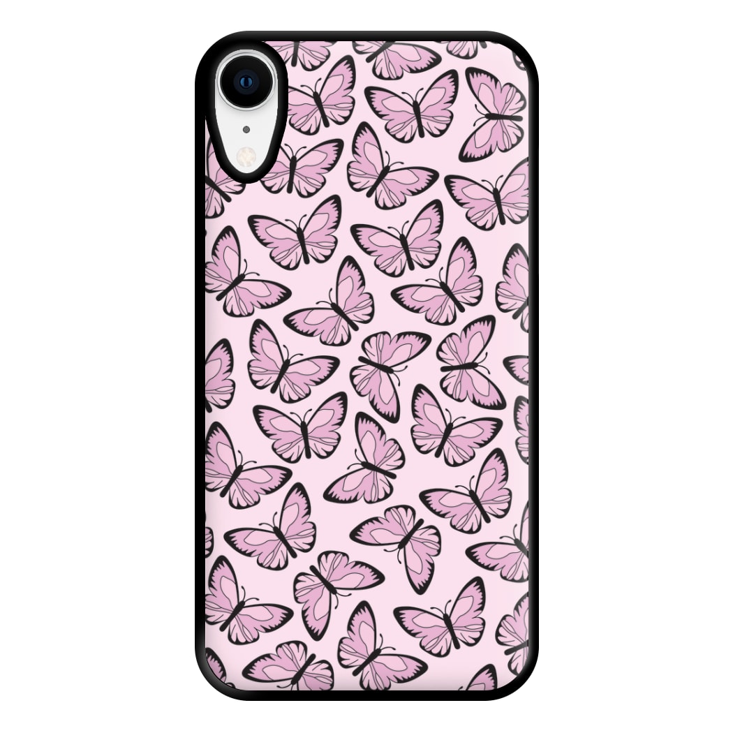 Pink And Black Butterfly - Butterfly Patterns Phone Case for iPhone XR