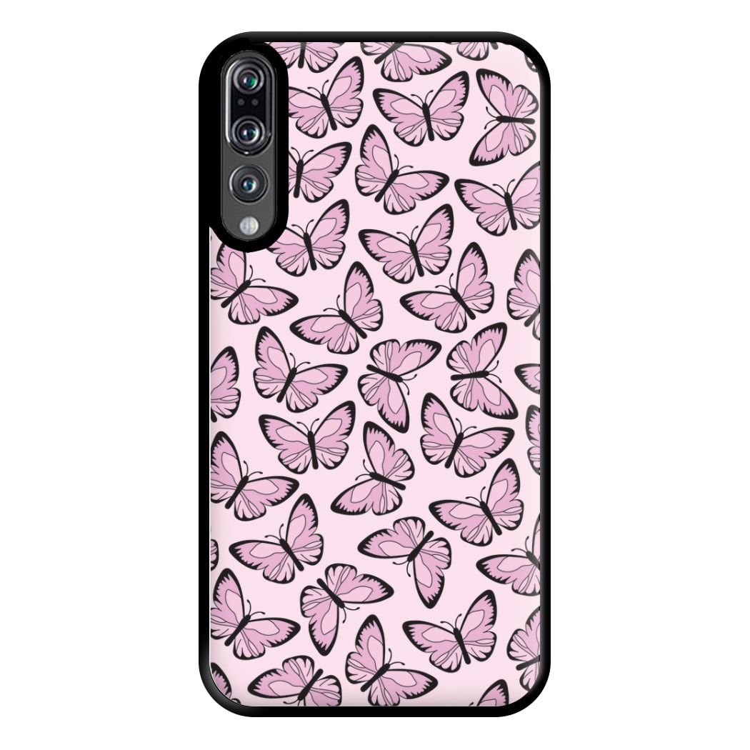 Pink And Black Butterfly - Butterfly Patterns Phone Case for Huawei P20 Pro