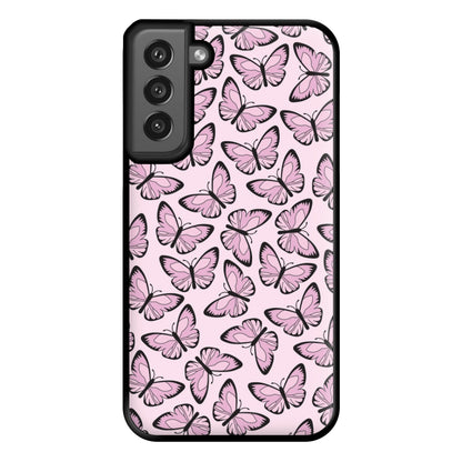 Pink And Black Butterfly - Butterfly Patterns Phone Case for Galaxy S21FE