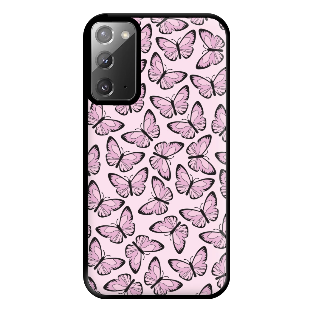 Pink And Black Butterfly - Butterfly Patterns Phone Case for Galaxy Note 20 Ultra