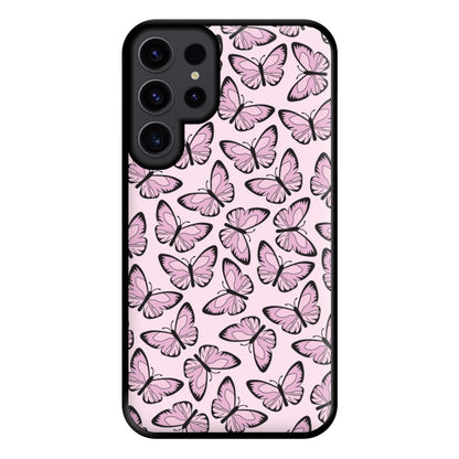 Pink And Black Butterfly - Butterfly Patterns Phone Case for Galaxy S23 Ultra