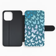 Blue Gradient Butterfly - Butterfly Patterns Flip / Wallet Phone Case 2