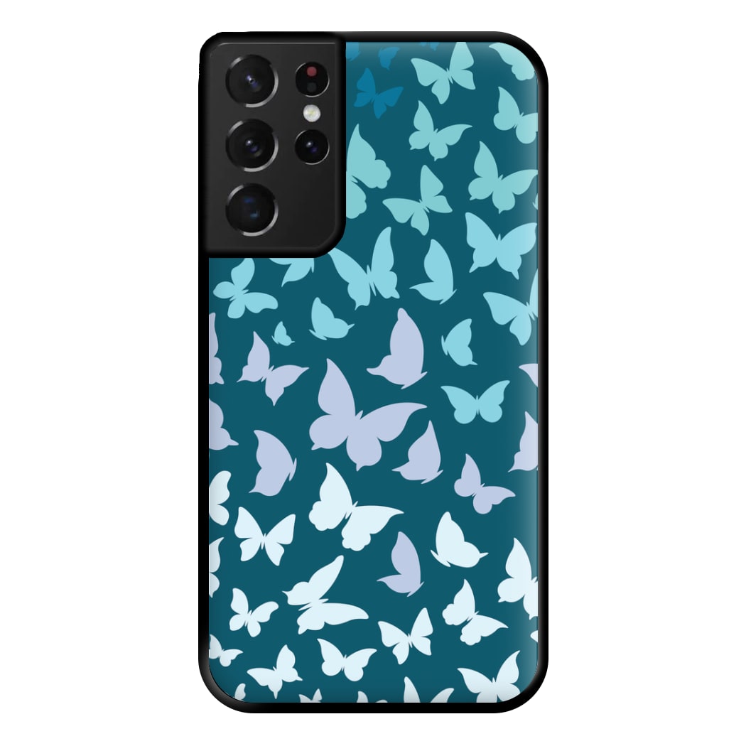 Blue Gradient Butterfly - Butterfly Patterns Phone Case for Galaxy S21 Ultra