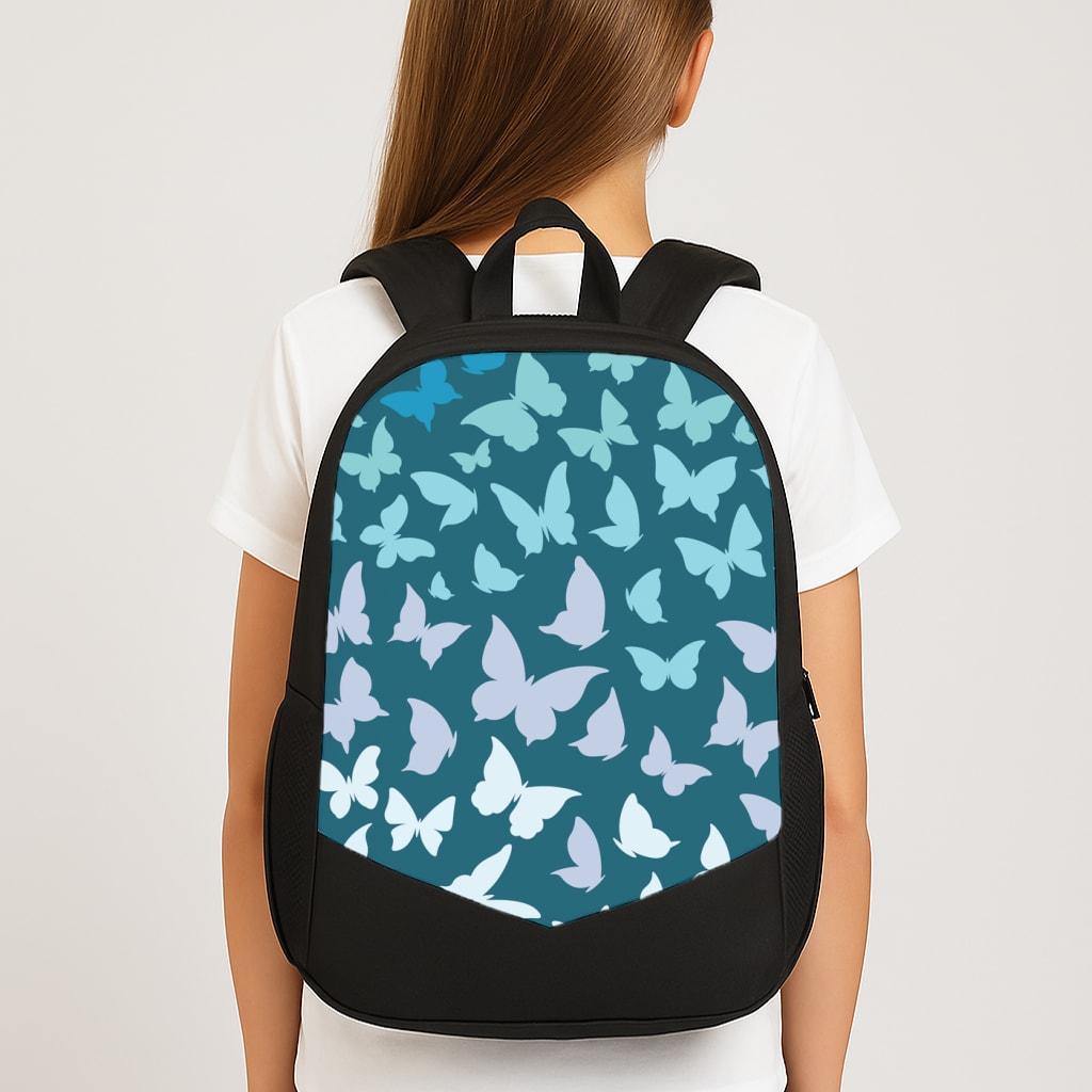 Blue Gradient Butterfly - Butterfly Patterns Large School Bag