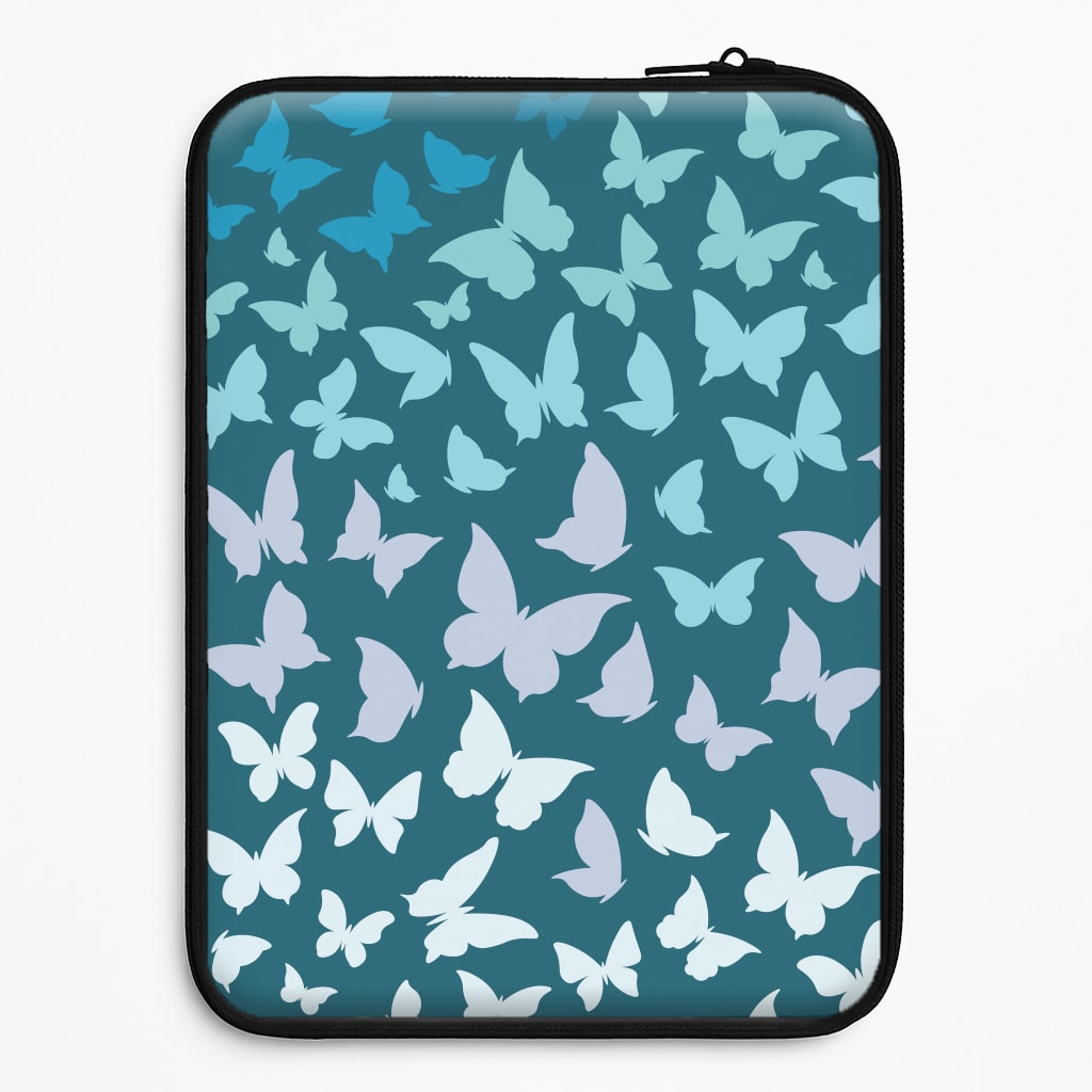 Blue Gradient Butterfly - Butterfly Patterns Laptop Sleeve
