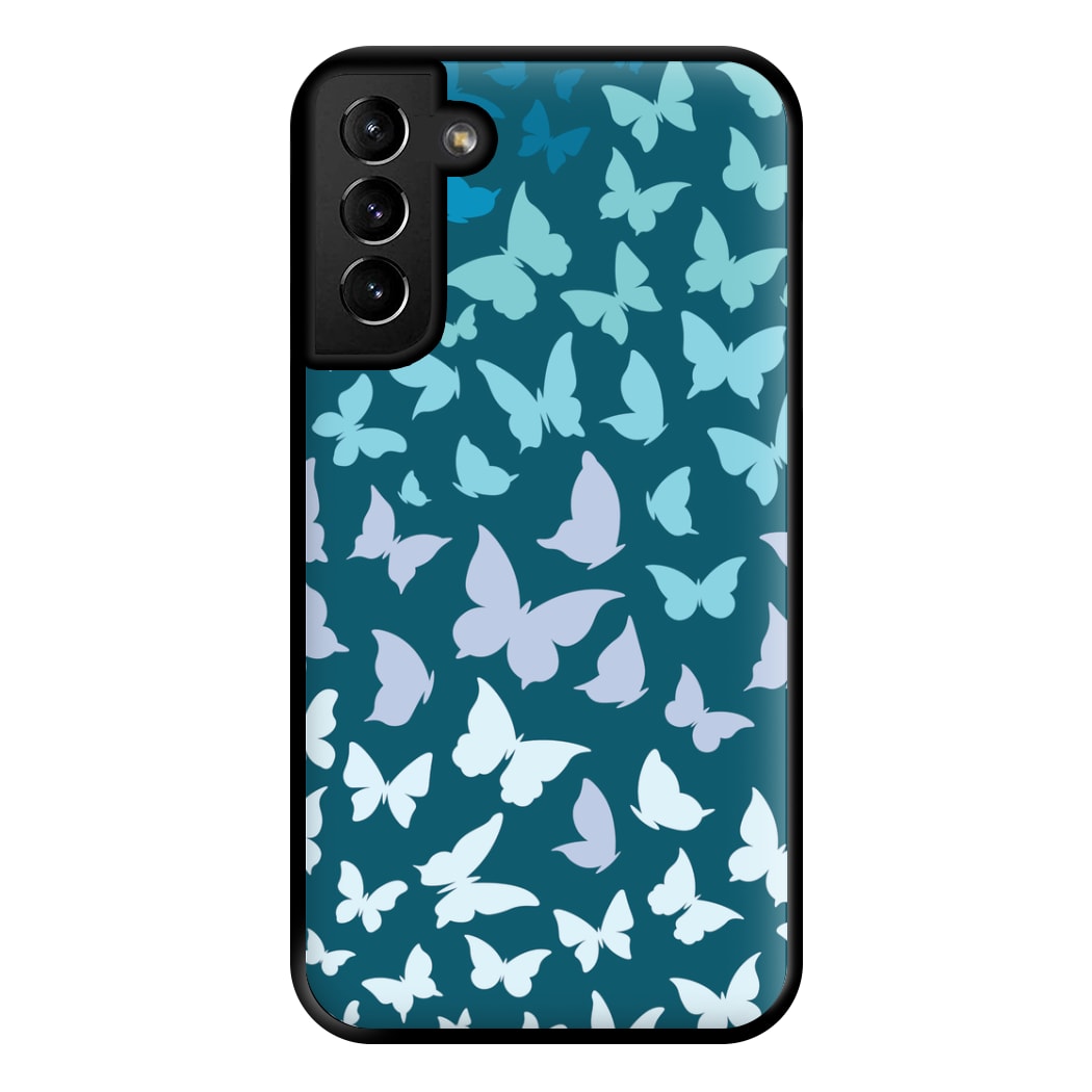 Blue Gradient Butterfly - Butterfly Patterns Phone Case for Galaxy S21 Plus