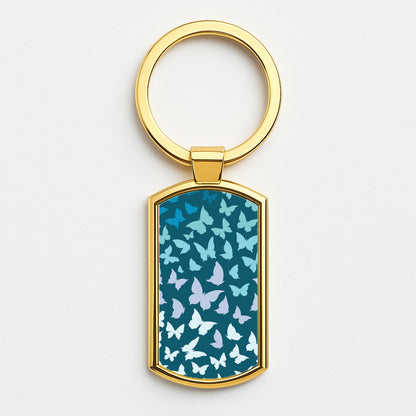 Blue Gradient Butterfly - Butterfly Patterns Gold Keyring
