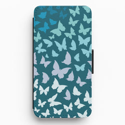 Blue Gradient Butterfly - Butterfly Patterns Flip / Wallet Phone Case