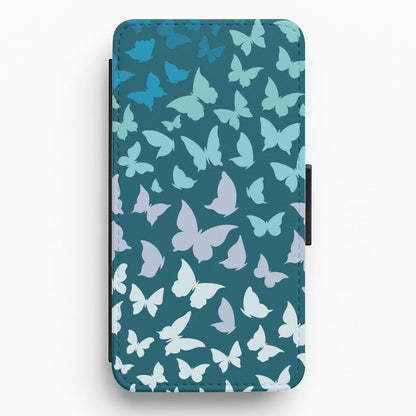 Blue Gradient Butterfly - Butterfly Patterns Flip / Wallet Phone Case