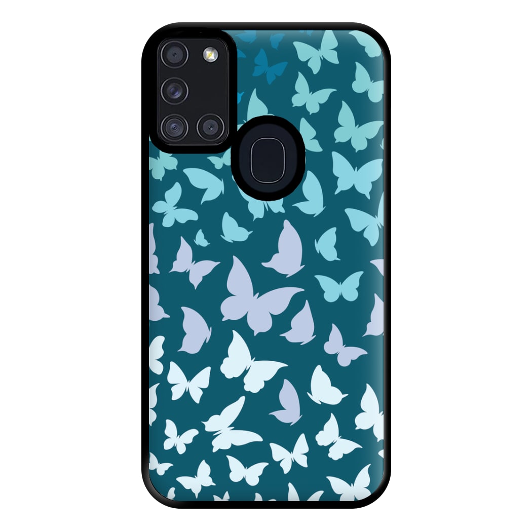 Blue Gradient Butterfly - Butterfly Patterns Phone Case for Galaxy A21s