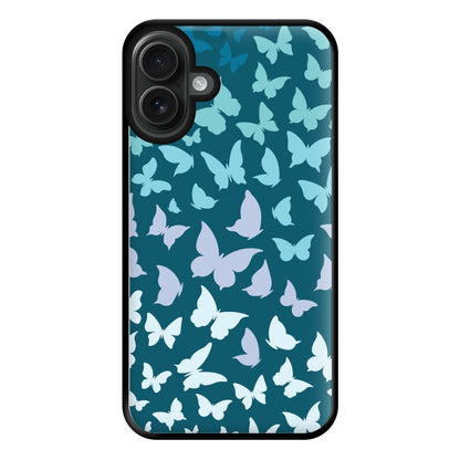 Blue Gradient Butterfly - Butterfly Patterns Phone Case for iPhone 16 Plus